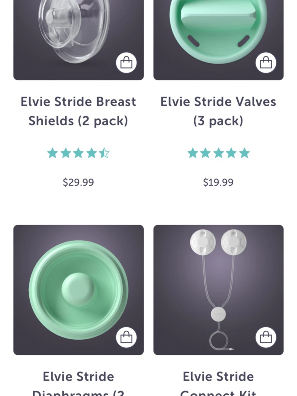 Elvie Stride Mint Diaphragms & Valves (Mint)